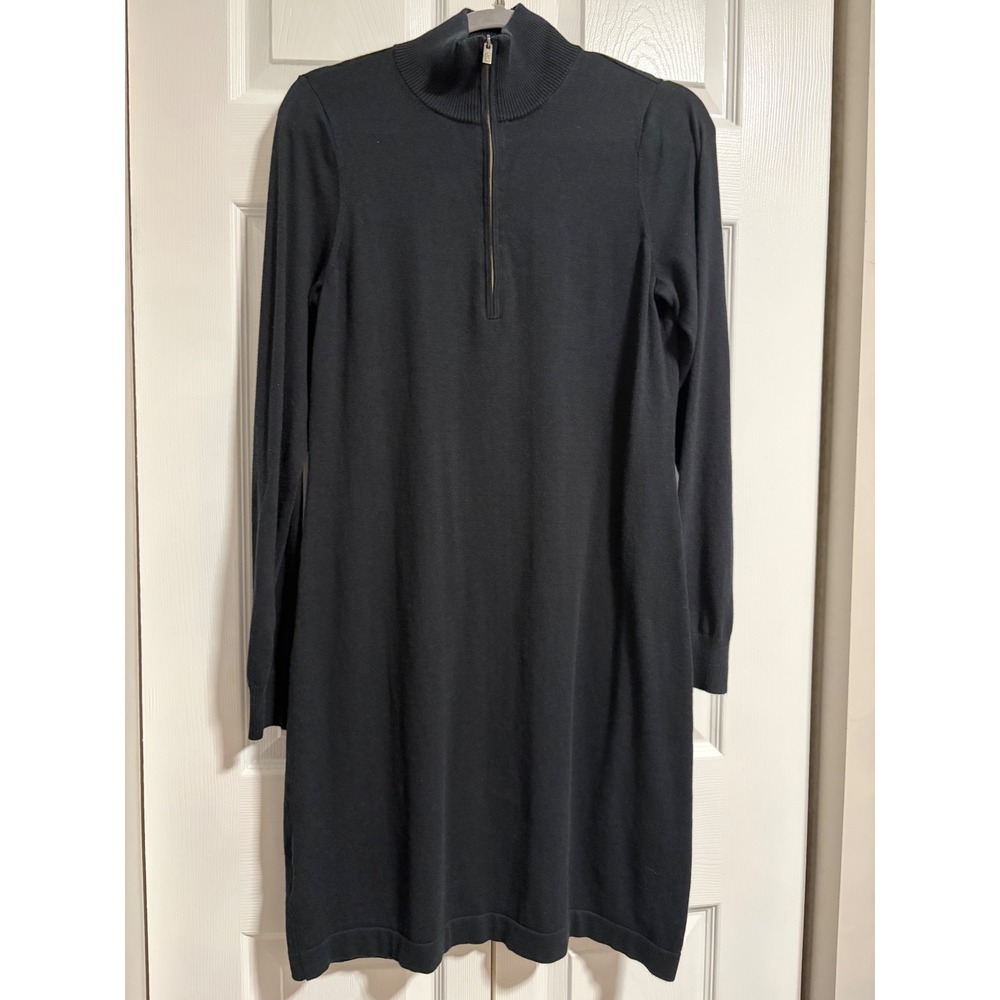 Tommy Bahama Womens Black Quarter Zip Mock Neck Sweater Dress 134-TW61635 Size M